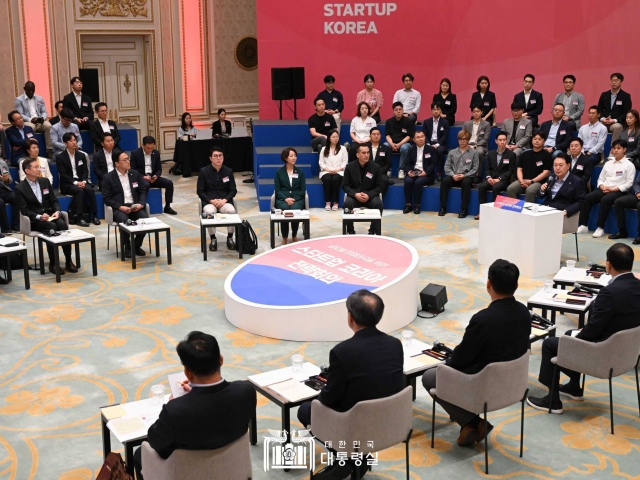Park Sung-jae, CEO of Excello, attends the Startup Korea Strategy Meeting